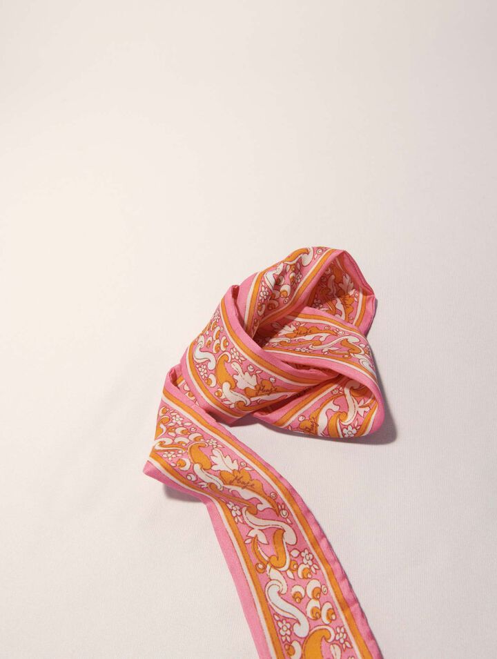 Foulard nastro 90x5 cm stampa fiori