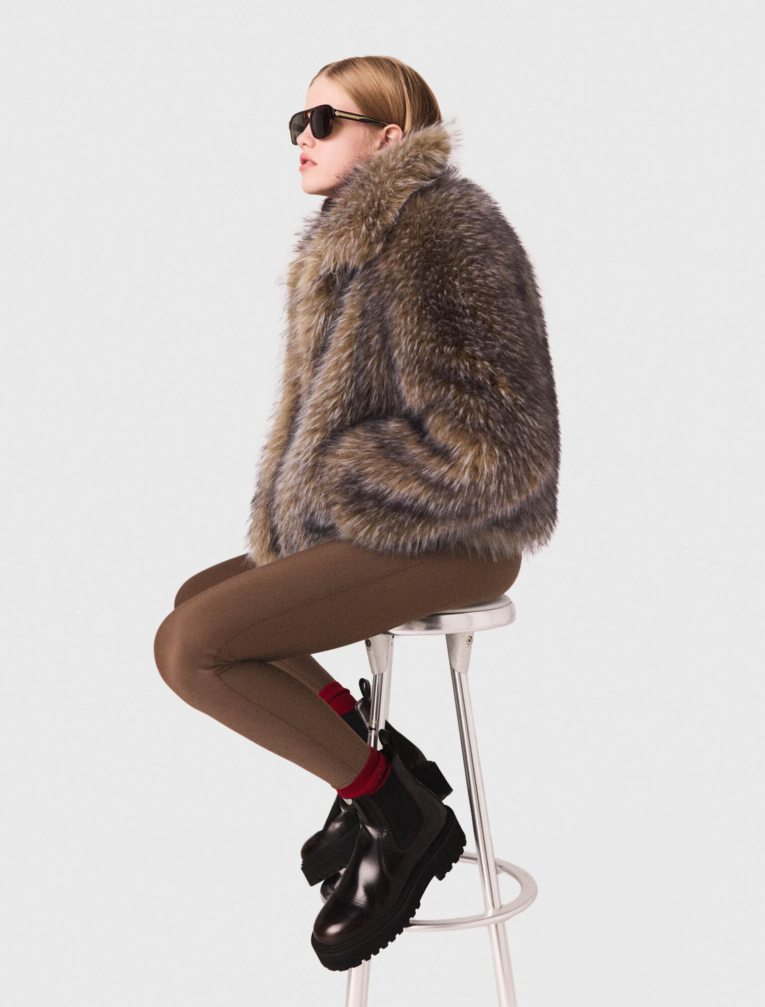 Cappotto corto in ecopelliccia