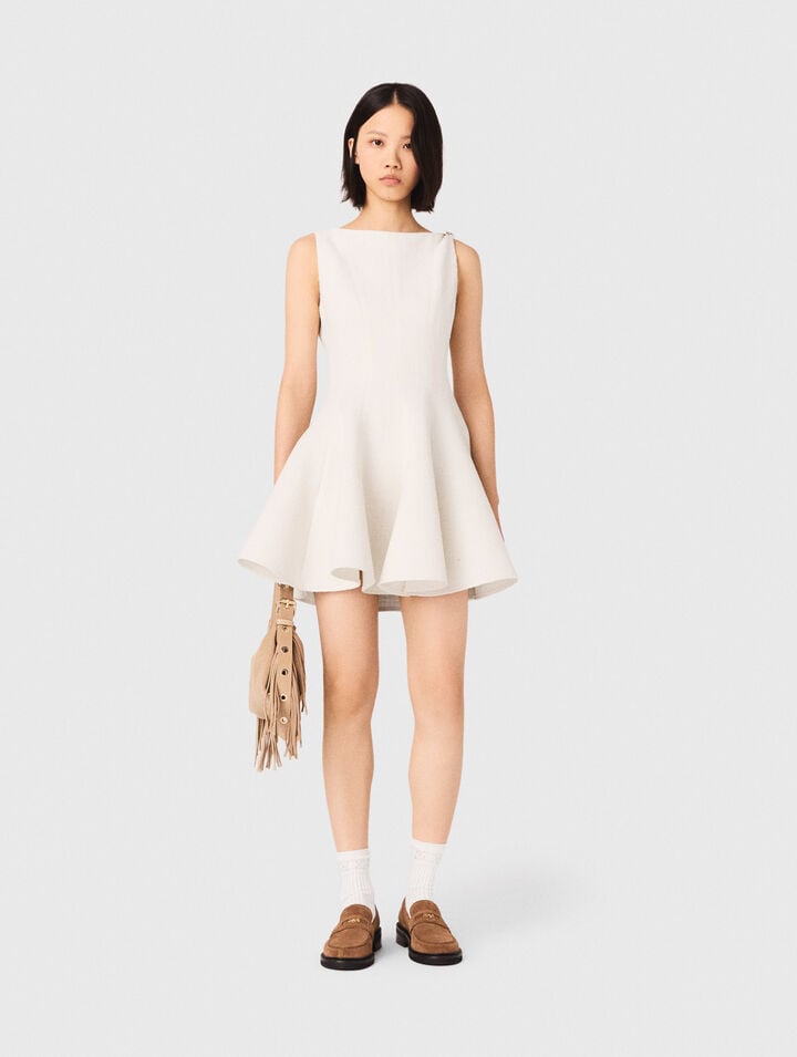 Abito corto svasato in tweed