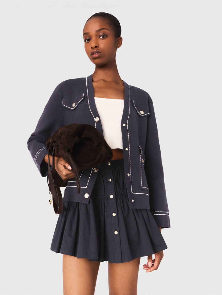 Cardigan lungo in maglia trapuntata