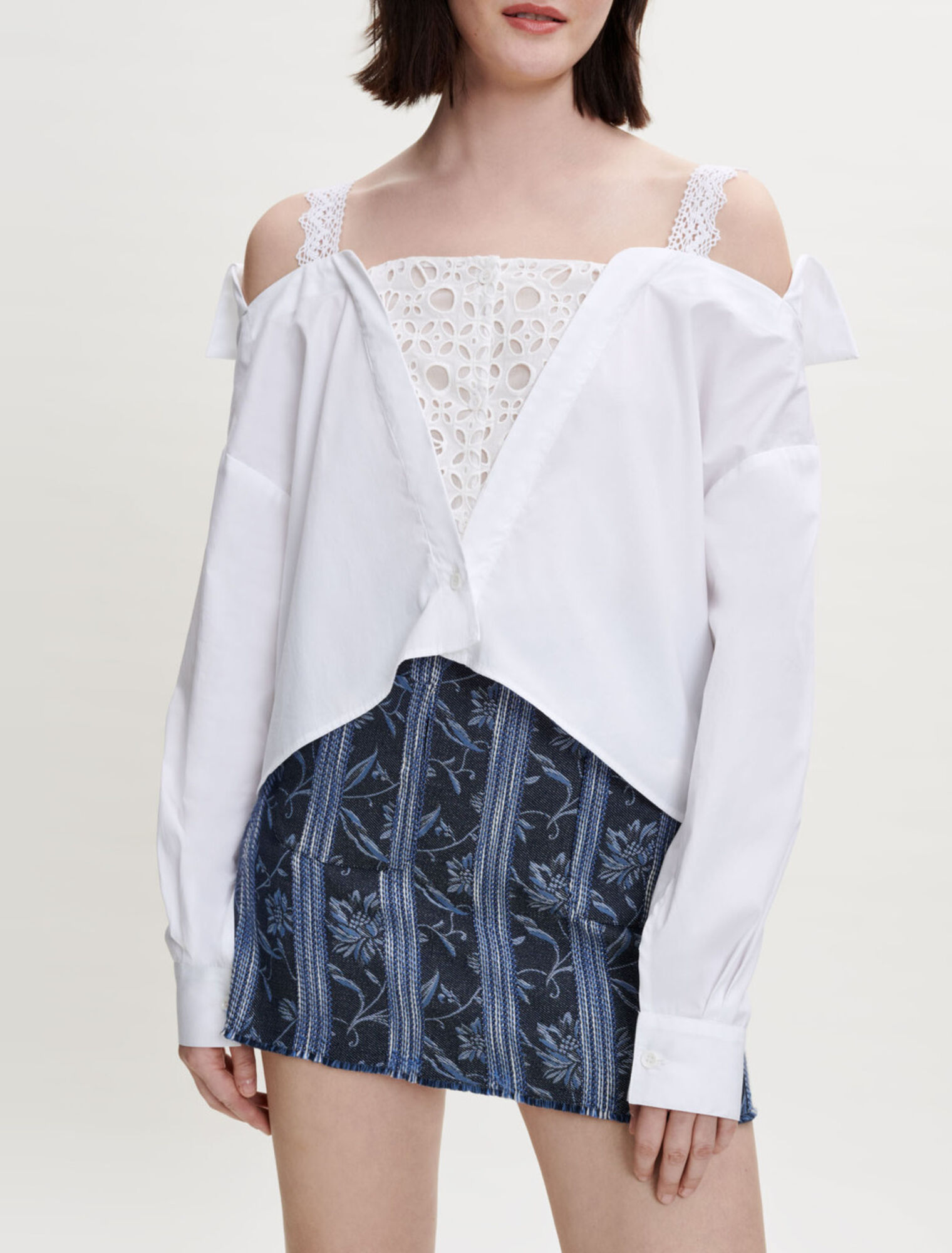 Camicia in pizzo trompe l'oeil