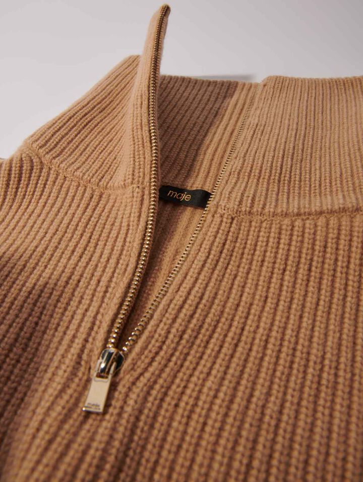 Collo con zip in lana e cashmere