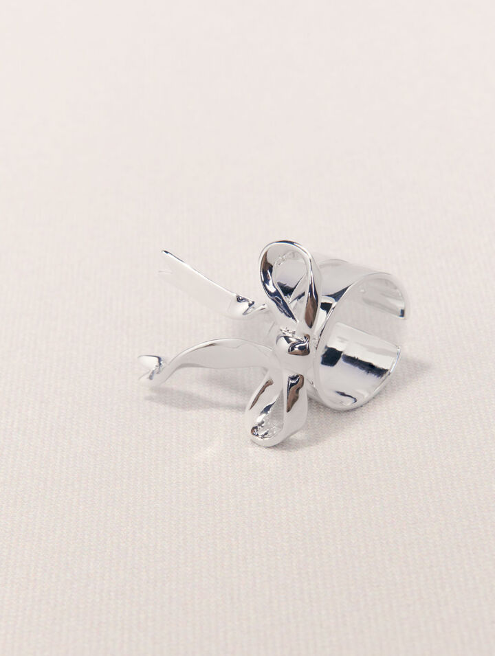 Anello aperto con fiocco argentato