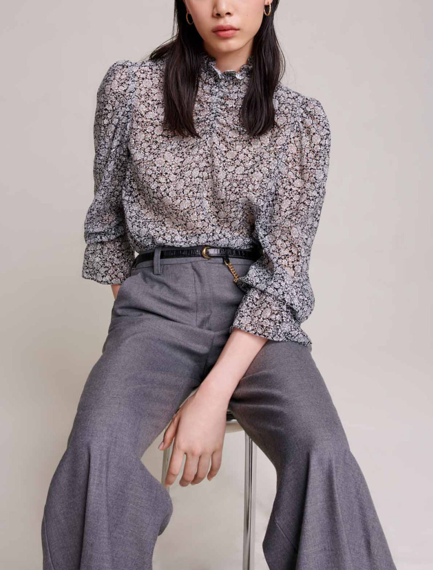 Blusa con stampa a fiori