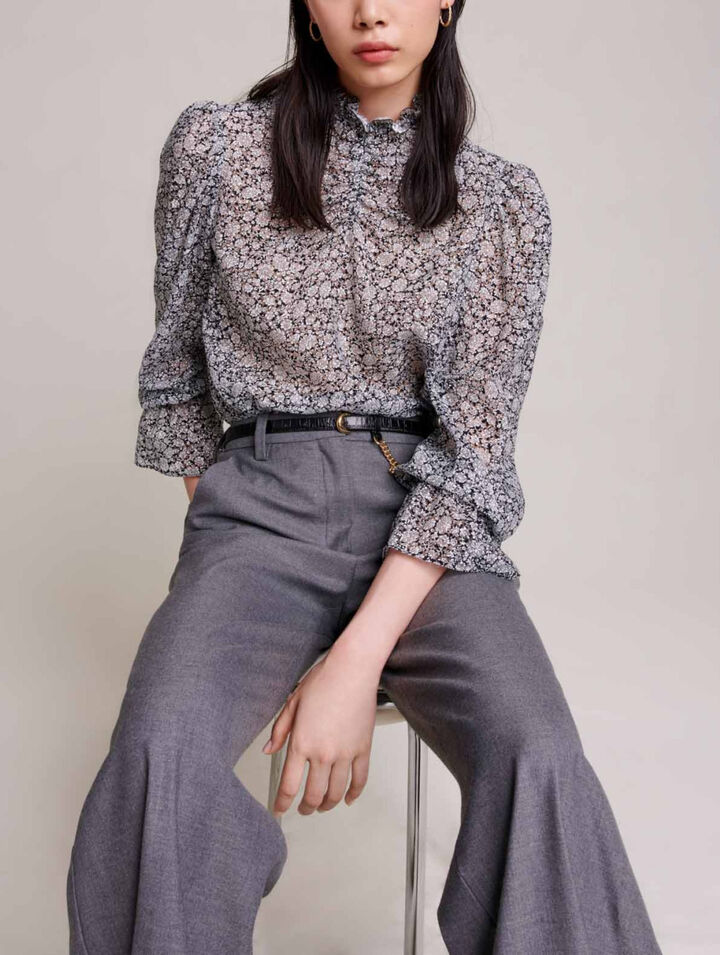 Blusa con stampa a fiori