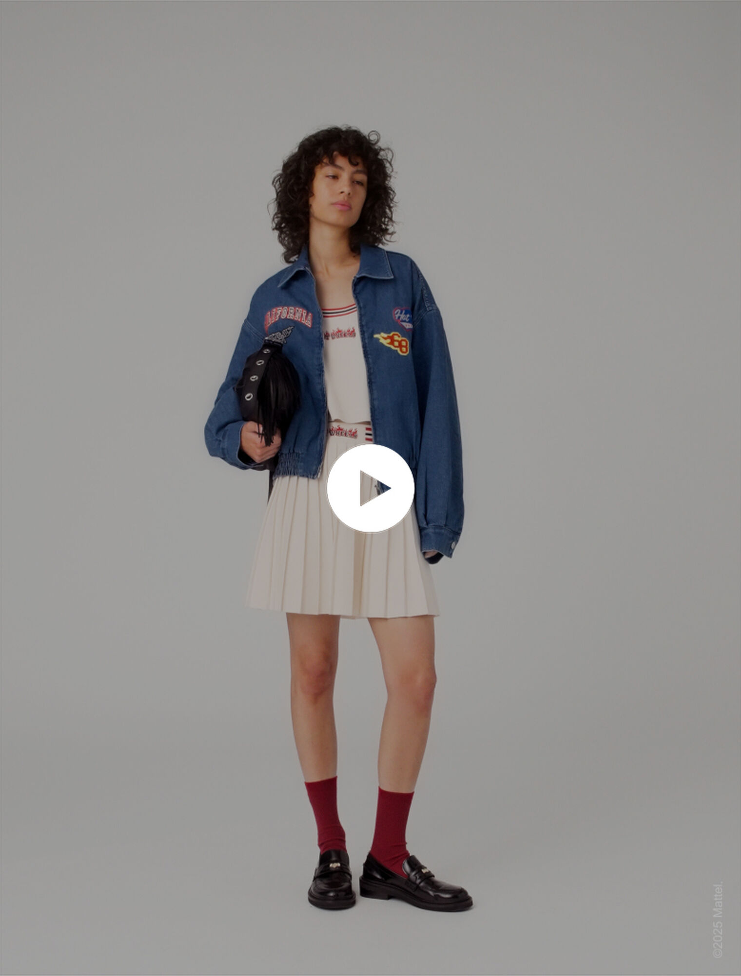 Giacca oversize in denim ricamato