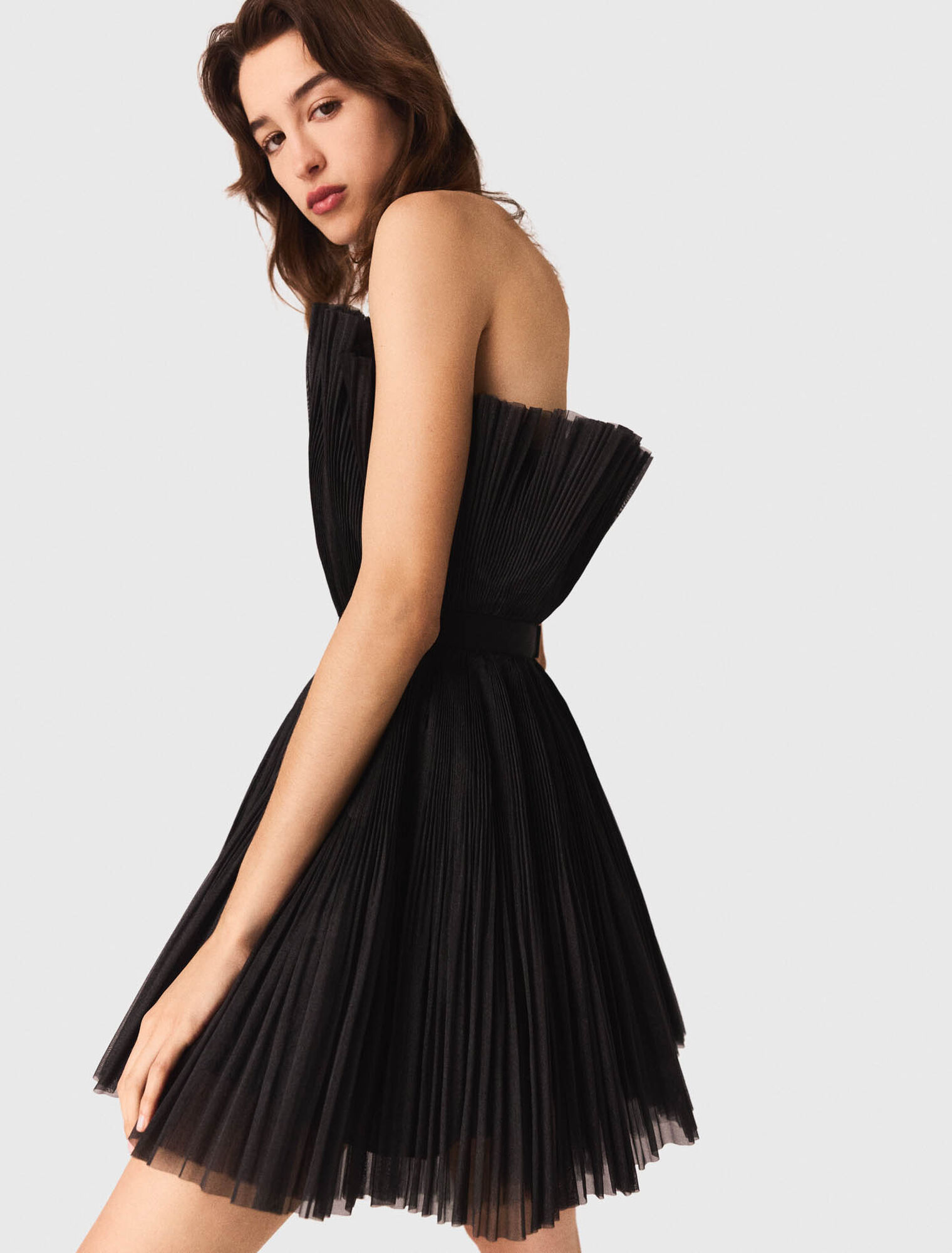 Abito bustier in tulle e organza