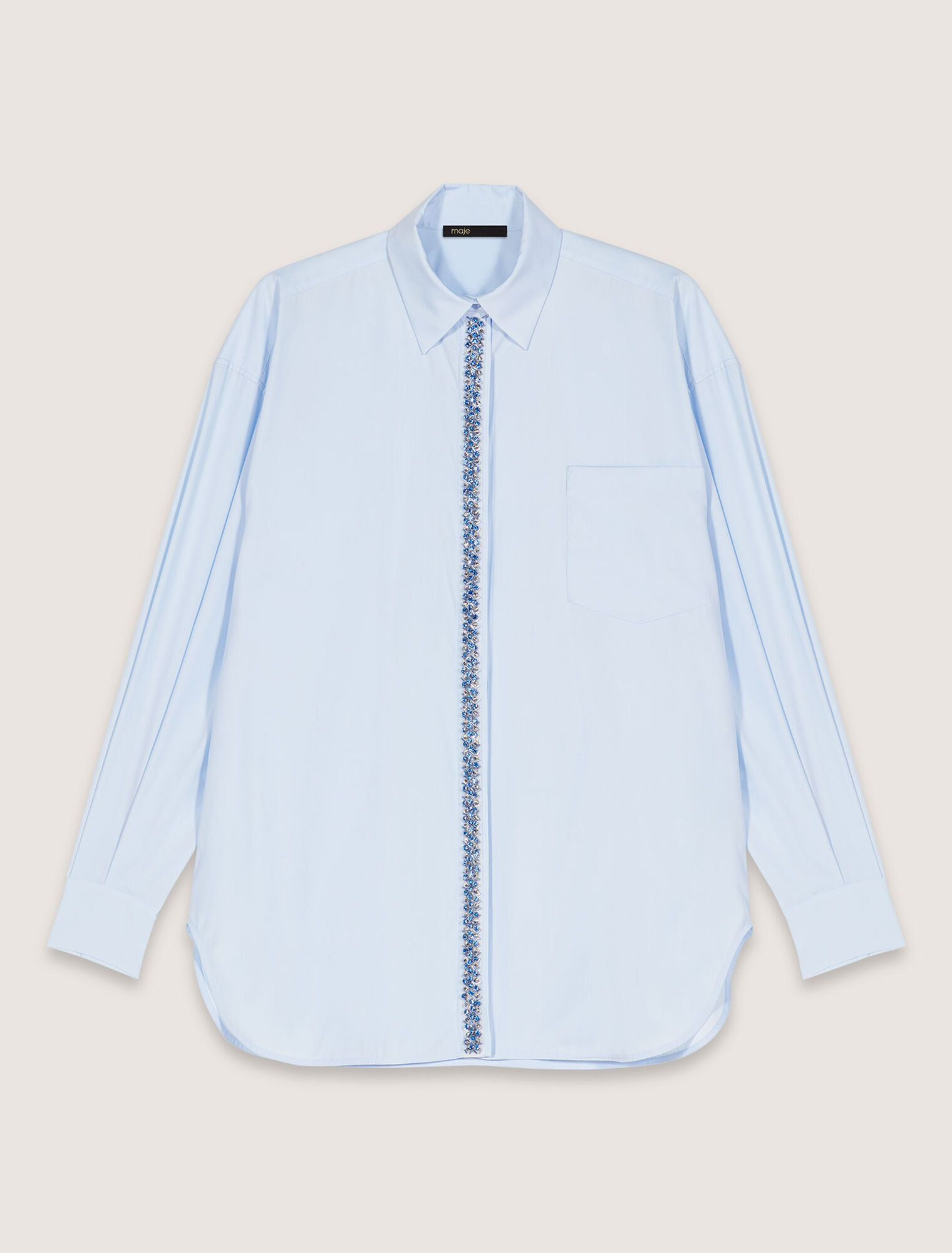 Camicia in popeline con strass