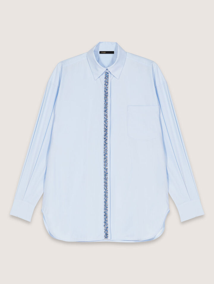 Camicia in popeline con strass