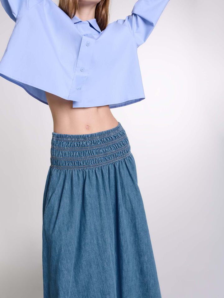 Gonna in denim e punto smock