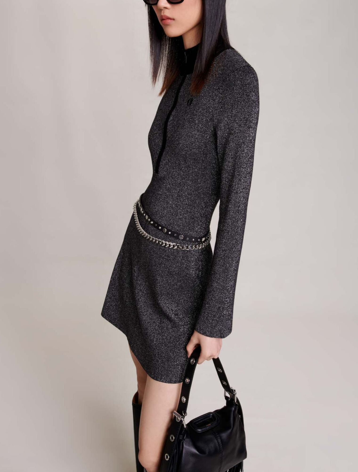 Abito corto maglia con paillettes