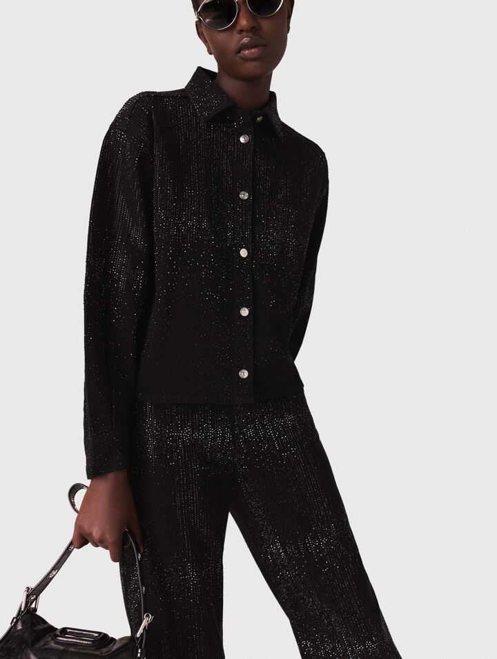 Camicia in denim con strass