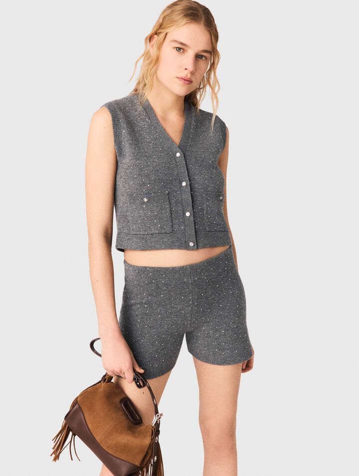 Top in maglia con strass