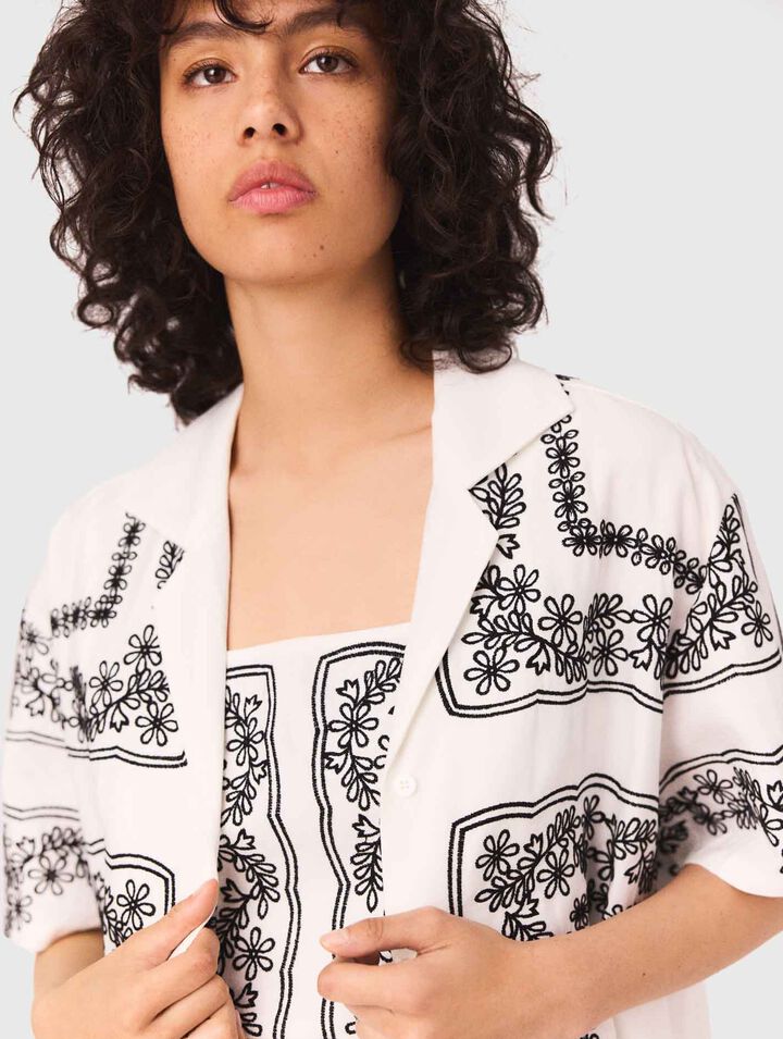 Camicia maniche corte ricamata