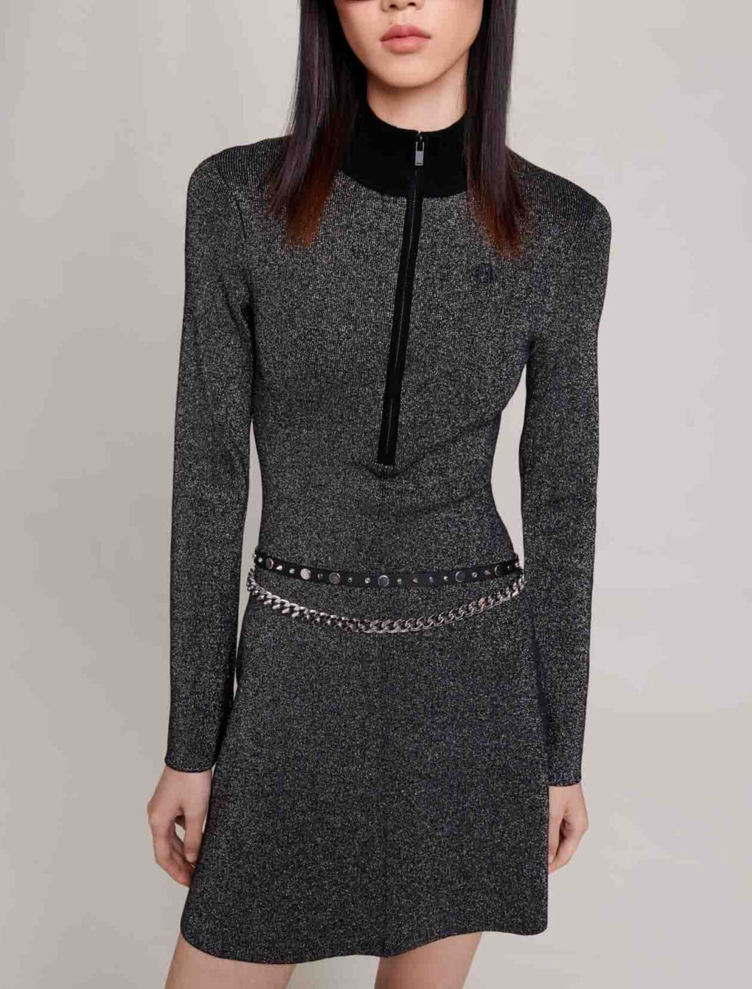 Abito corto maglia con paillettes