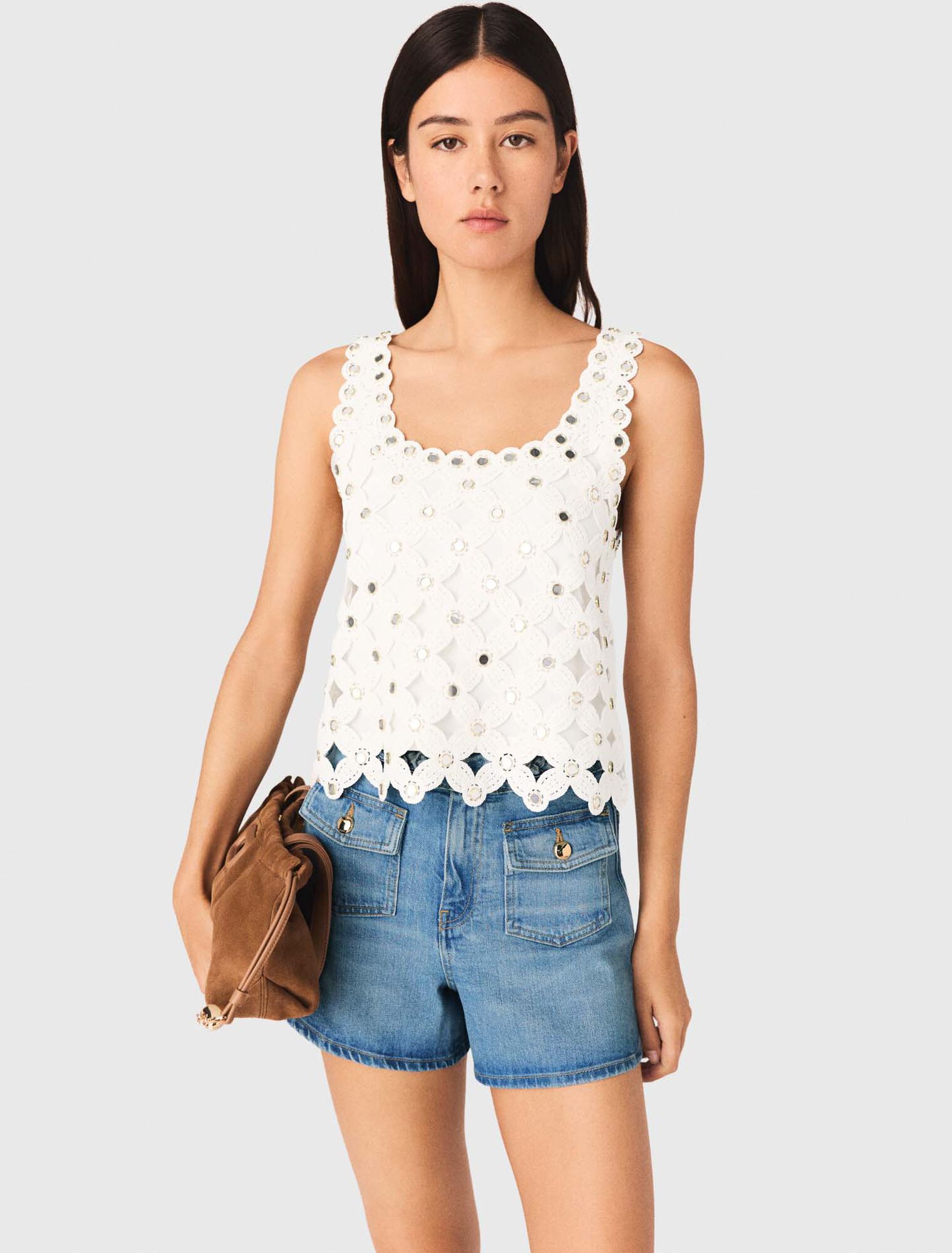 Top in crochet con specchietti