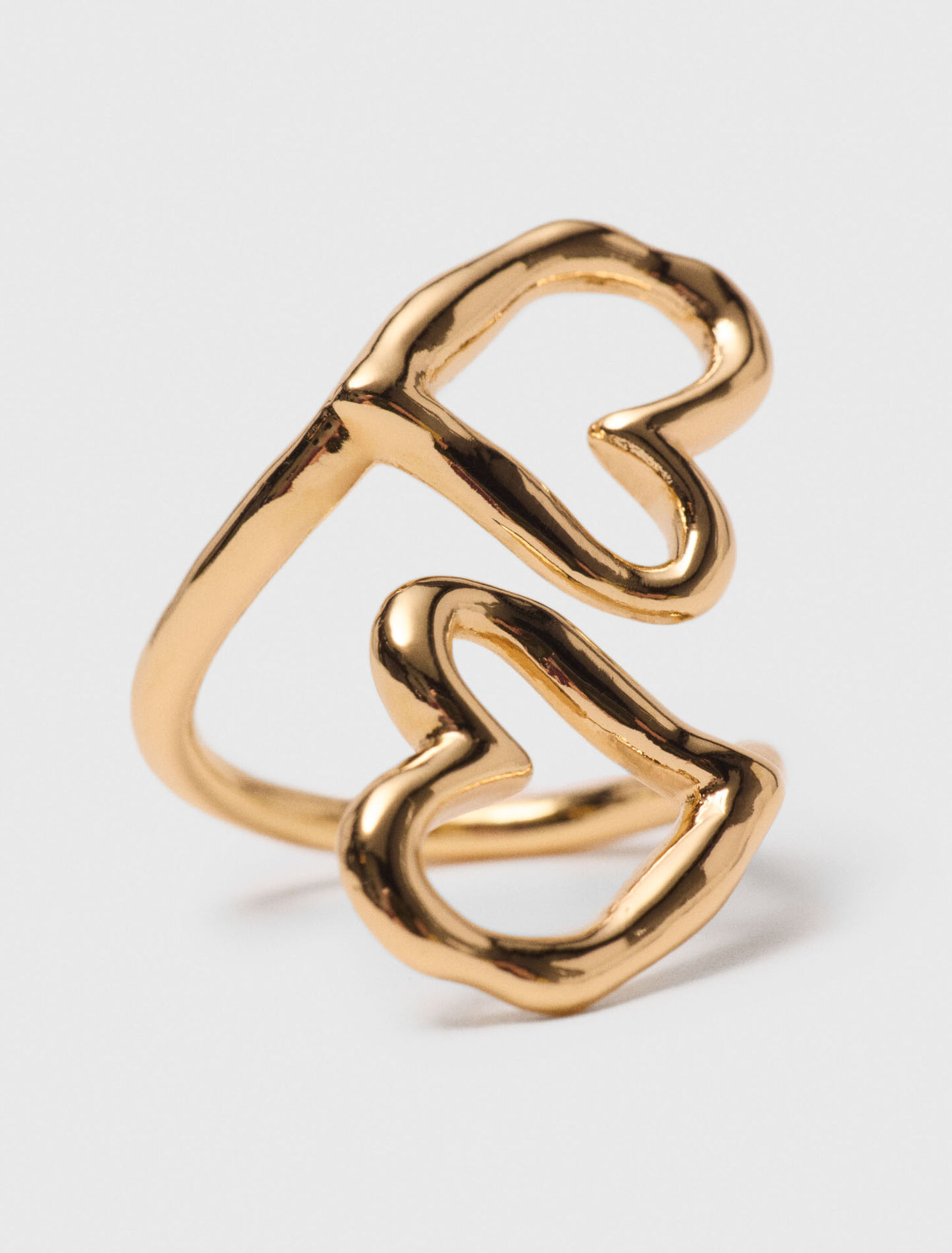 Anello doppio cuore placcato oro