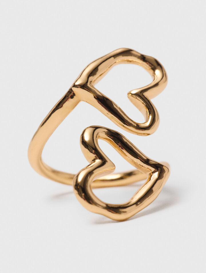 Anello doppio cuore placcato oro