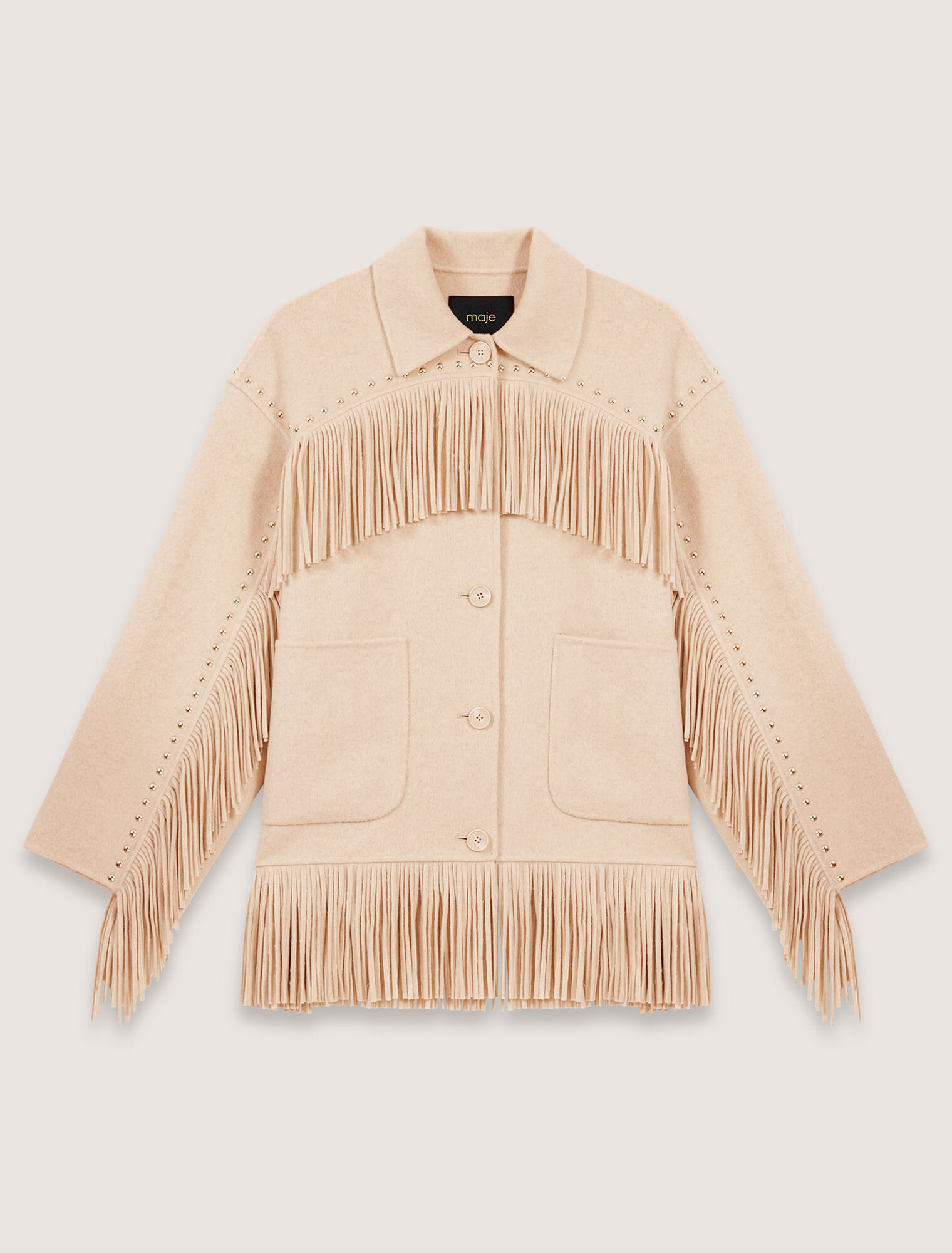 Cappotto double face con frange