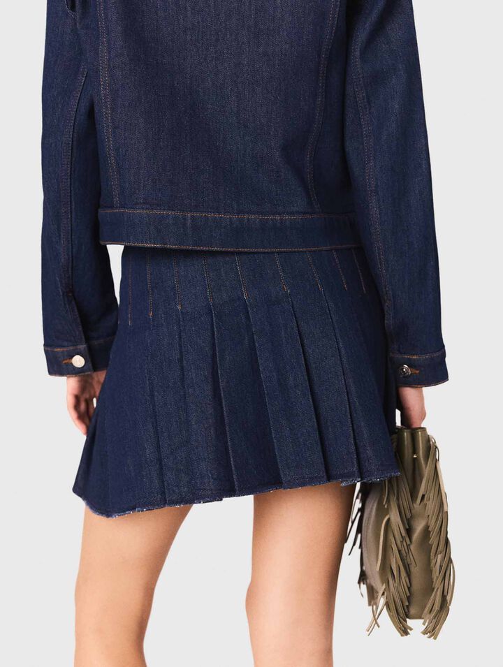 Gonna corta in denim con fodera