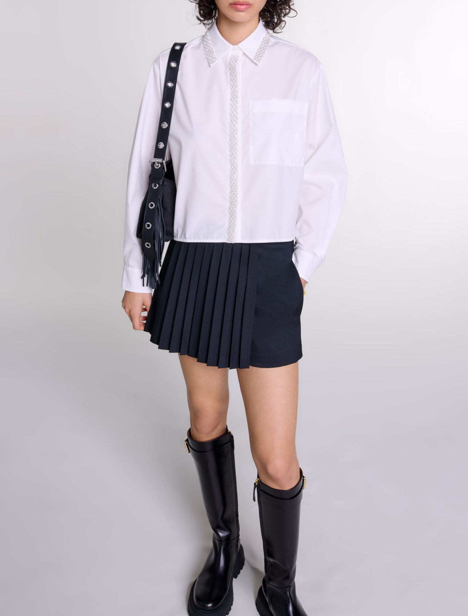 Camicia corta decorata con perline