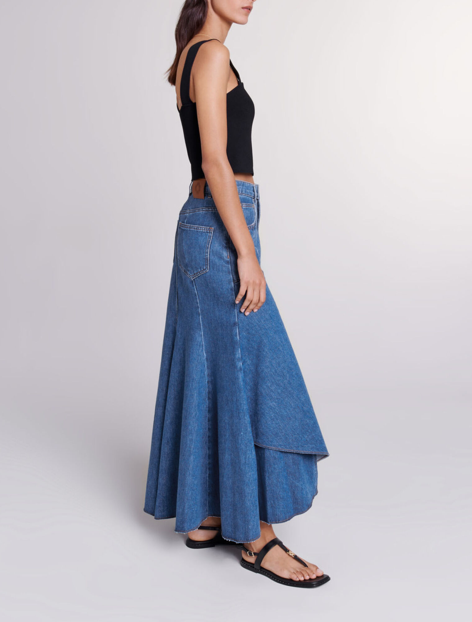 Gonna asimmetrica in denim