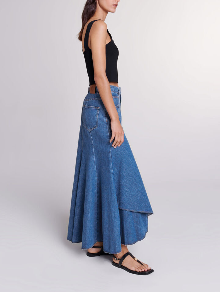 Gonna asimmetrica in denim