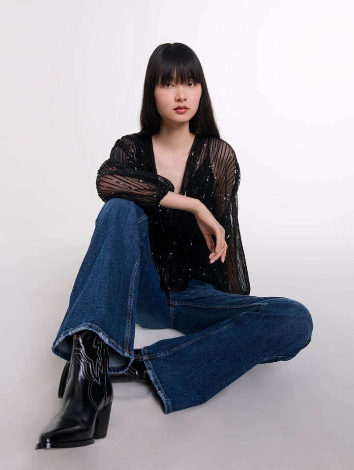 Top in paillettes con cintura