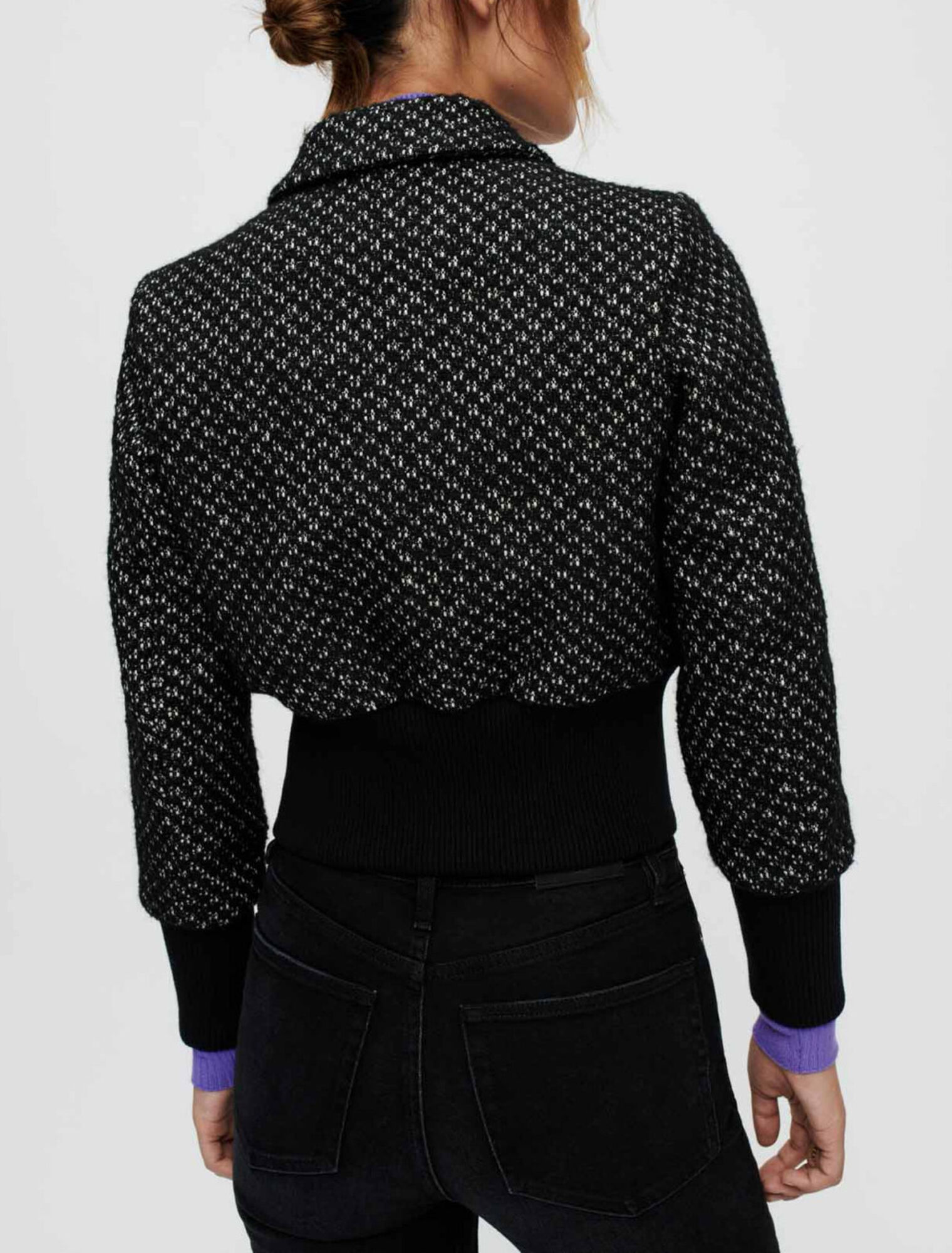 Giubbotto in tweed stretto in fondo