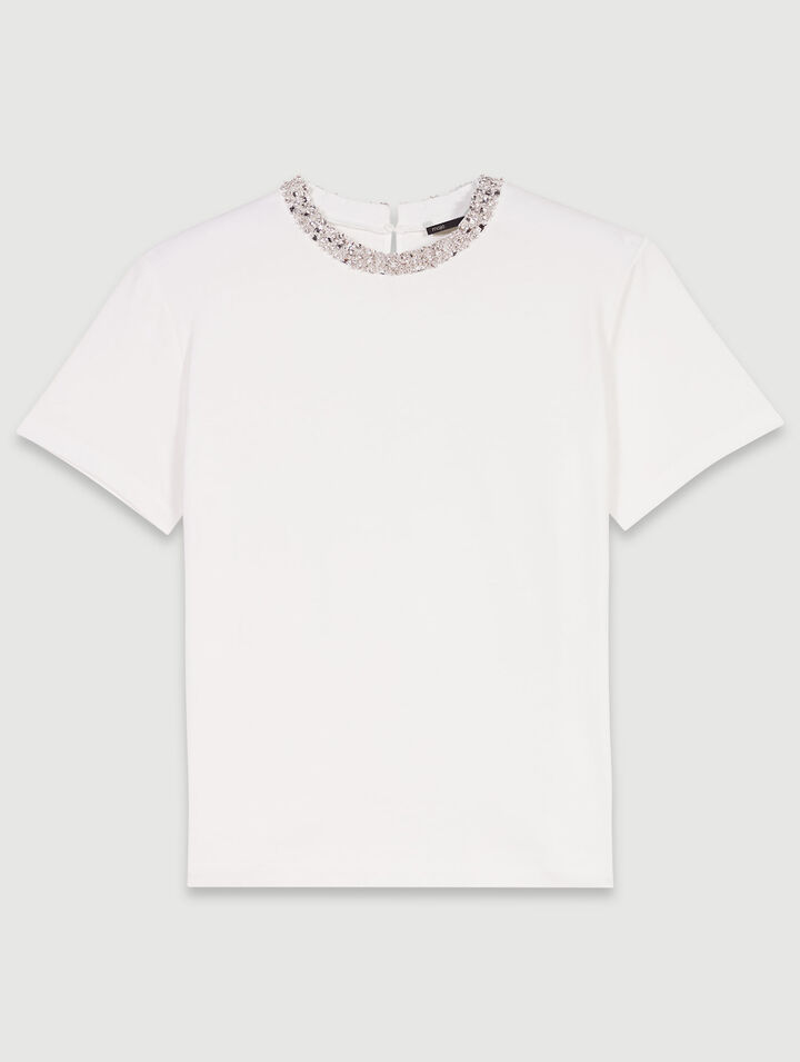 T-shirt con scollo gioiello