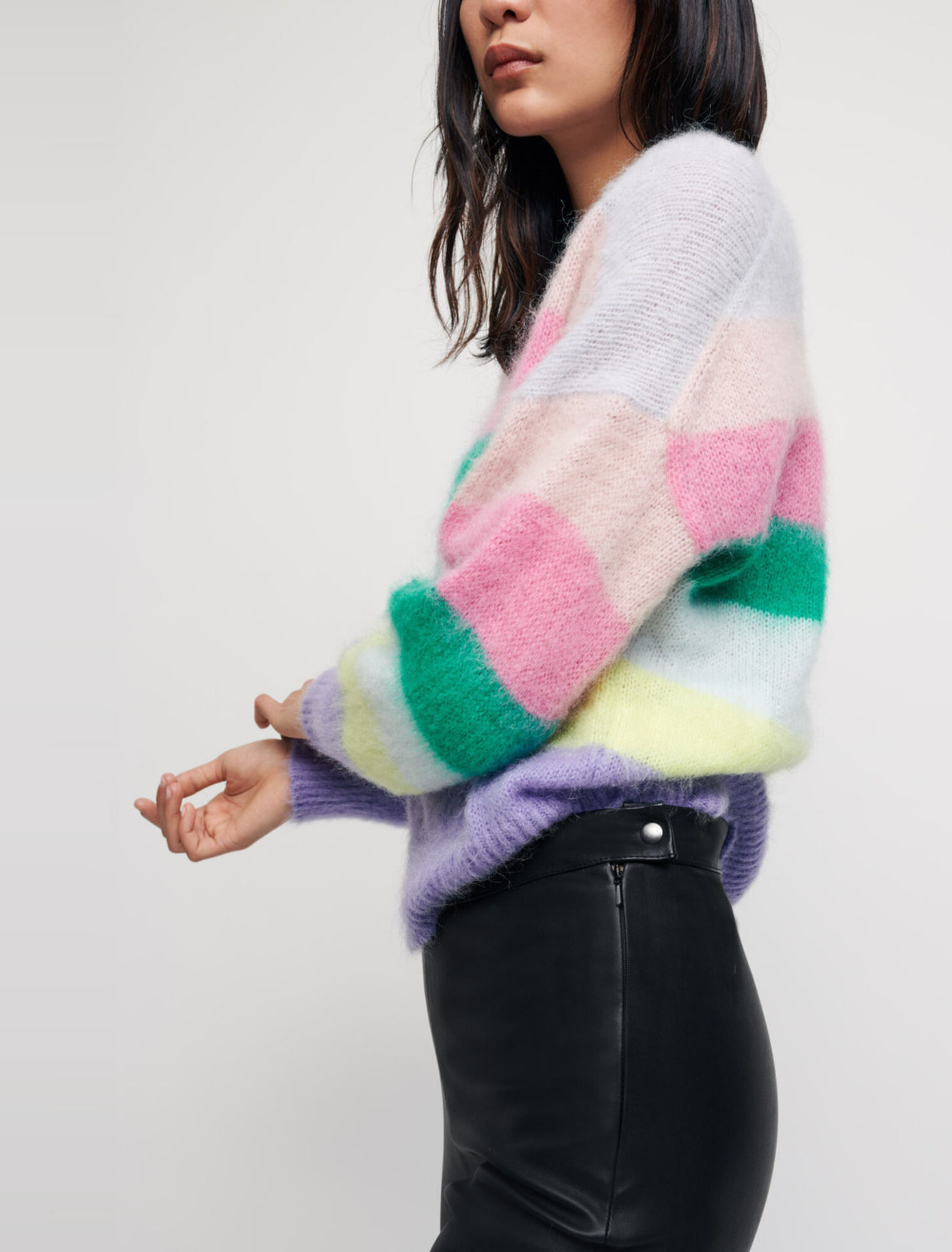 Stretch leggings in pelle a vita alta