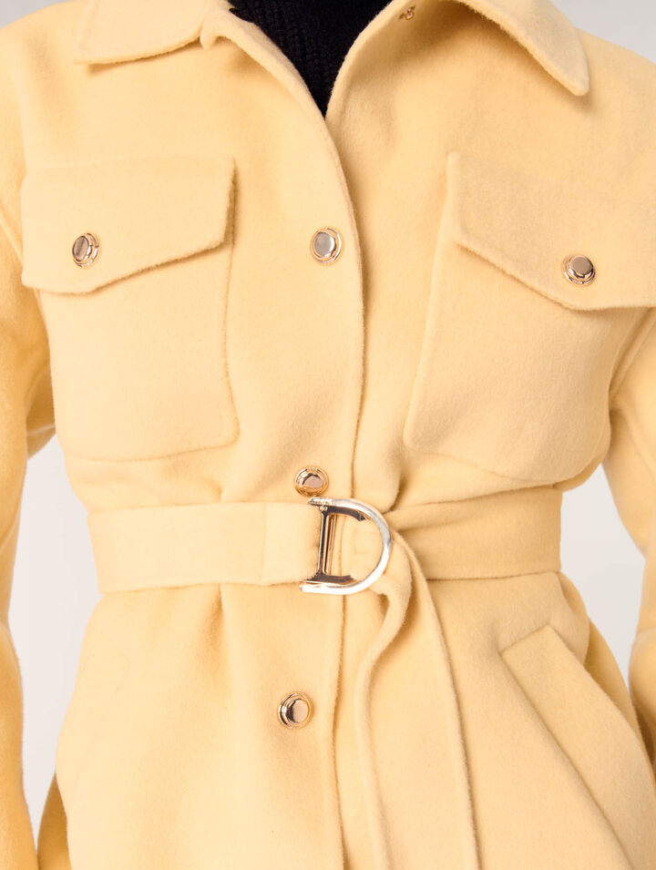 Cappotto corto double face cintura
