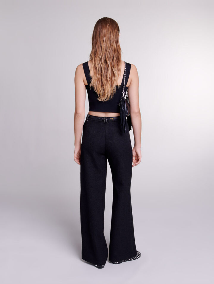 Pantaloni larghi in tweed