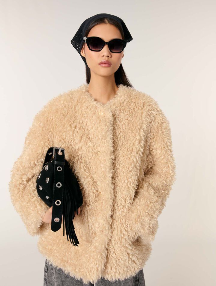 Cappotto corto in ecopelliccia