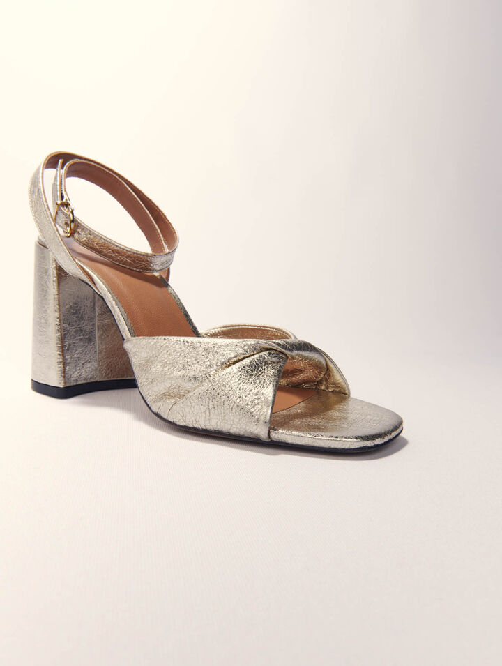 Sandali pelle metallizzata tacco