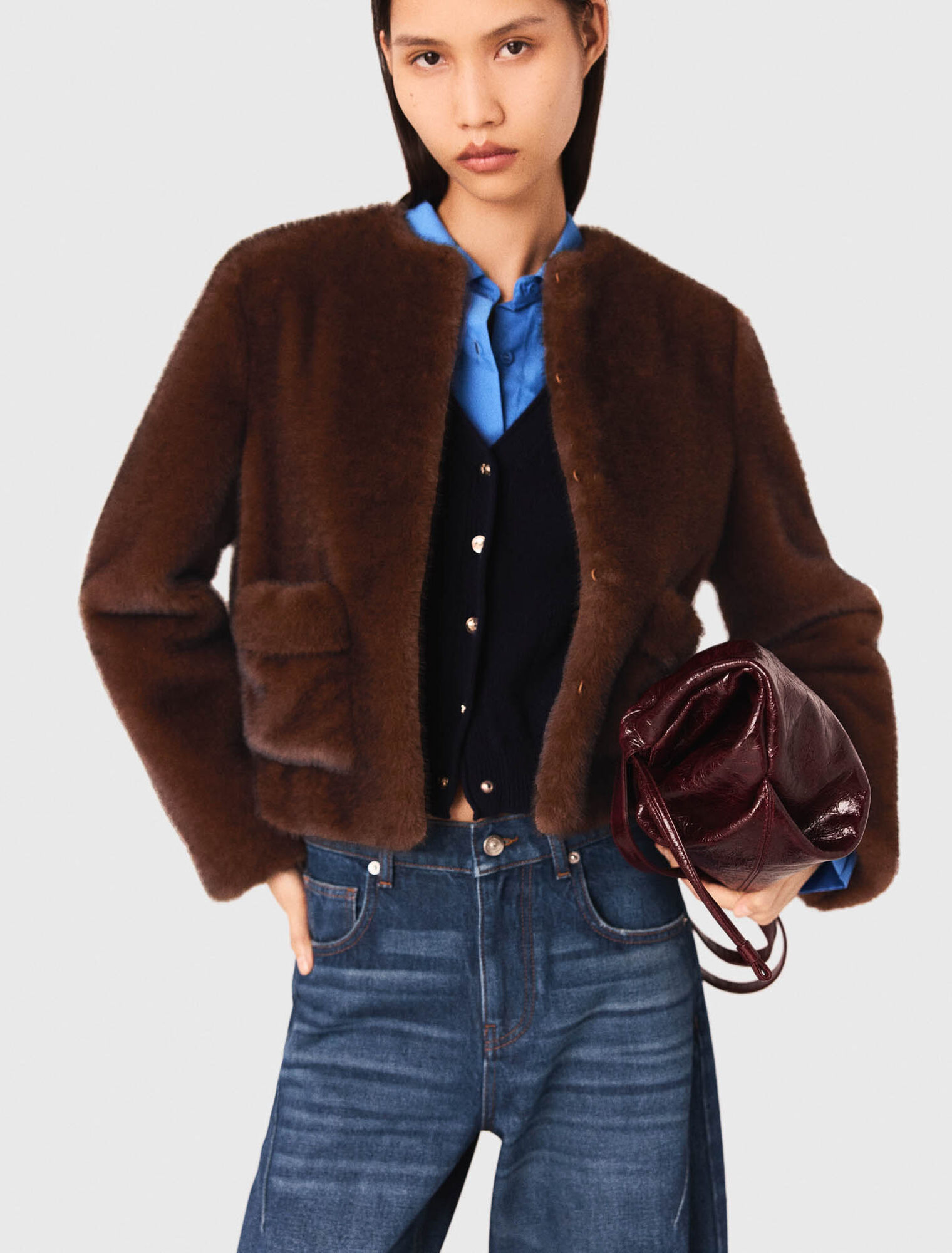 Cappotto corto in ecopelliccia