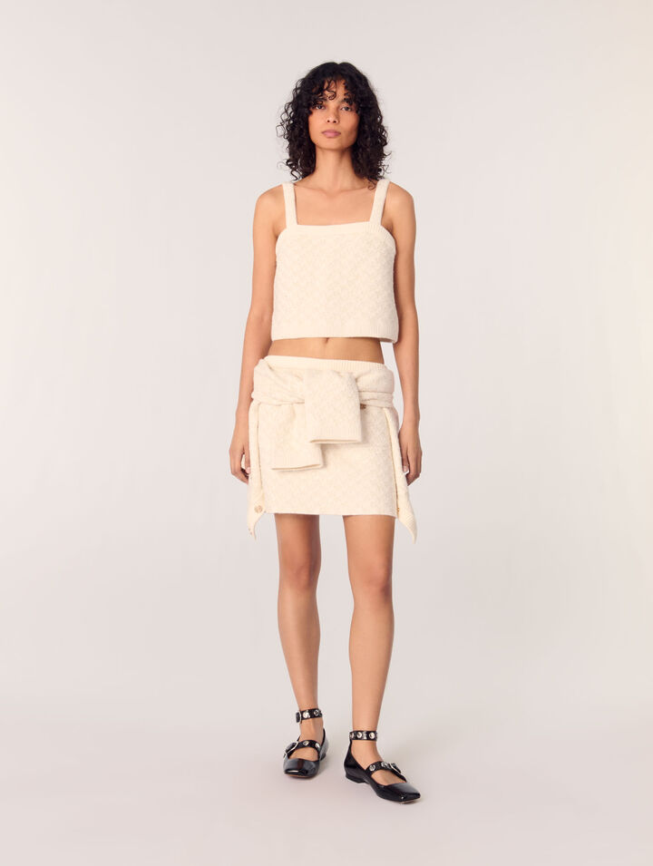 Top corto in maglia effetto tweed