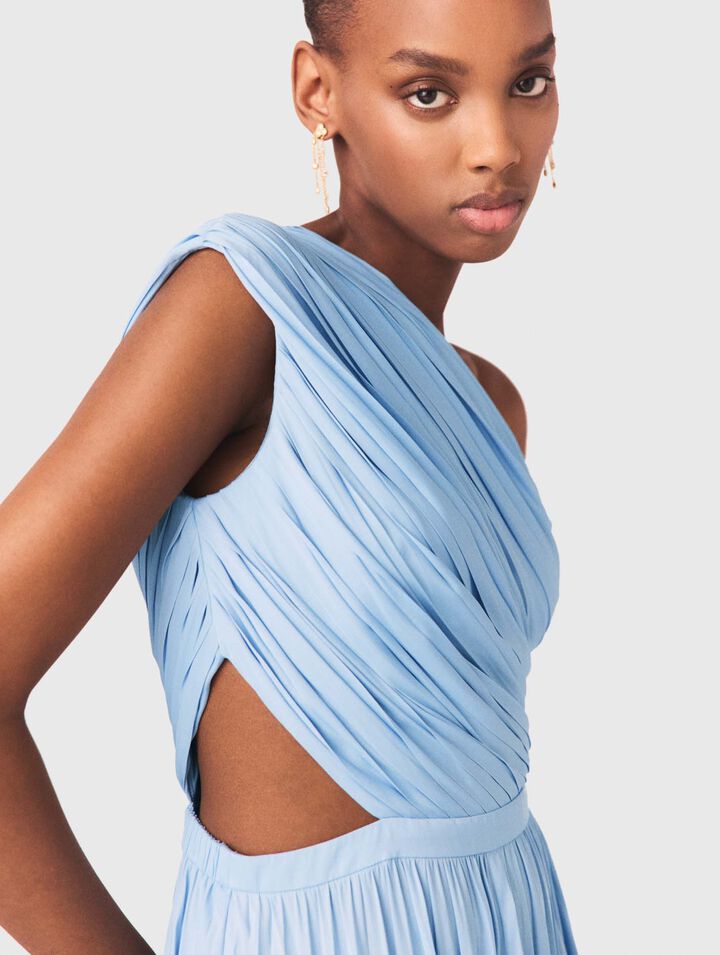 Abito lungo plissettato asimmetrico