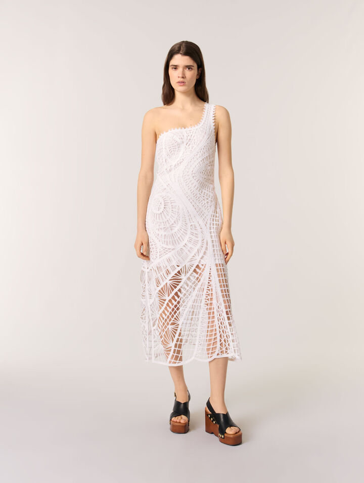 Abito lungo asimmetrico in crochet