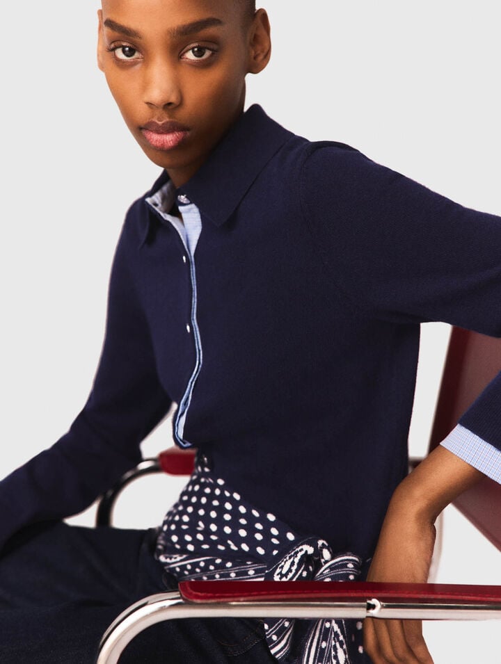 Cardigan polo dettagli amovibili