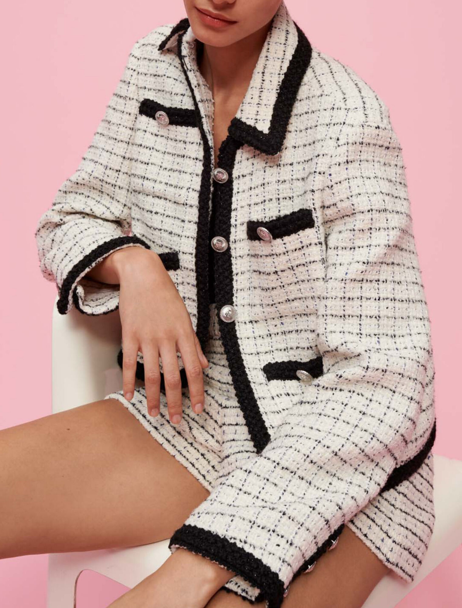 Giacca in tweed screziato a quadri