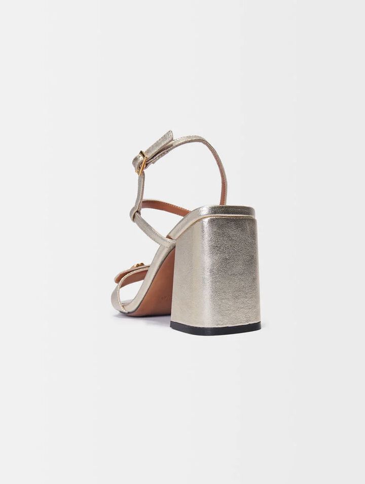 Sandali in pelle metallizzata