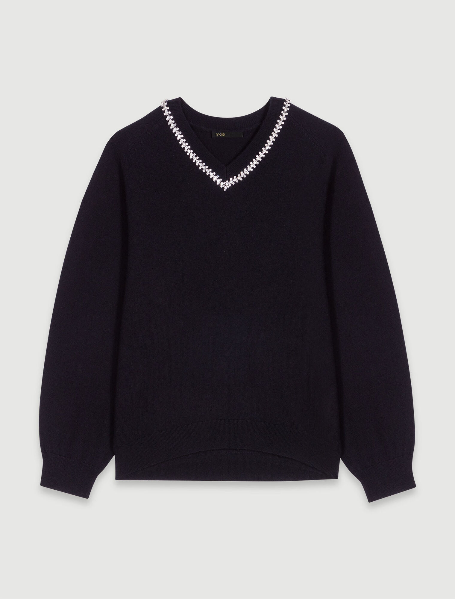 Pullover in maglia con collo strass