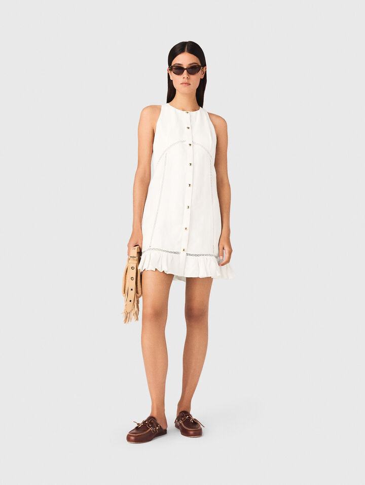 Abito in lino misto e ricamo