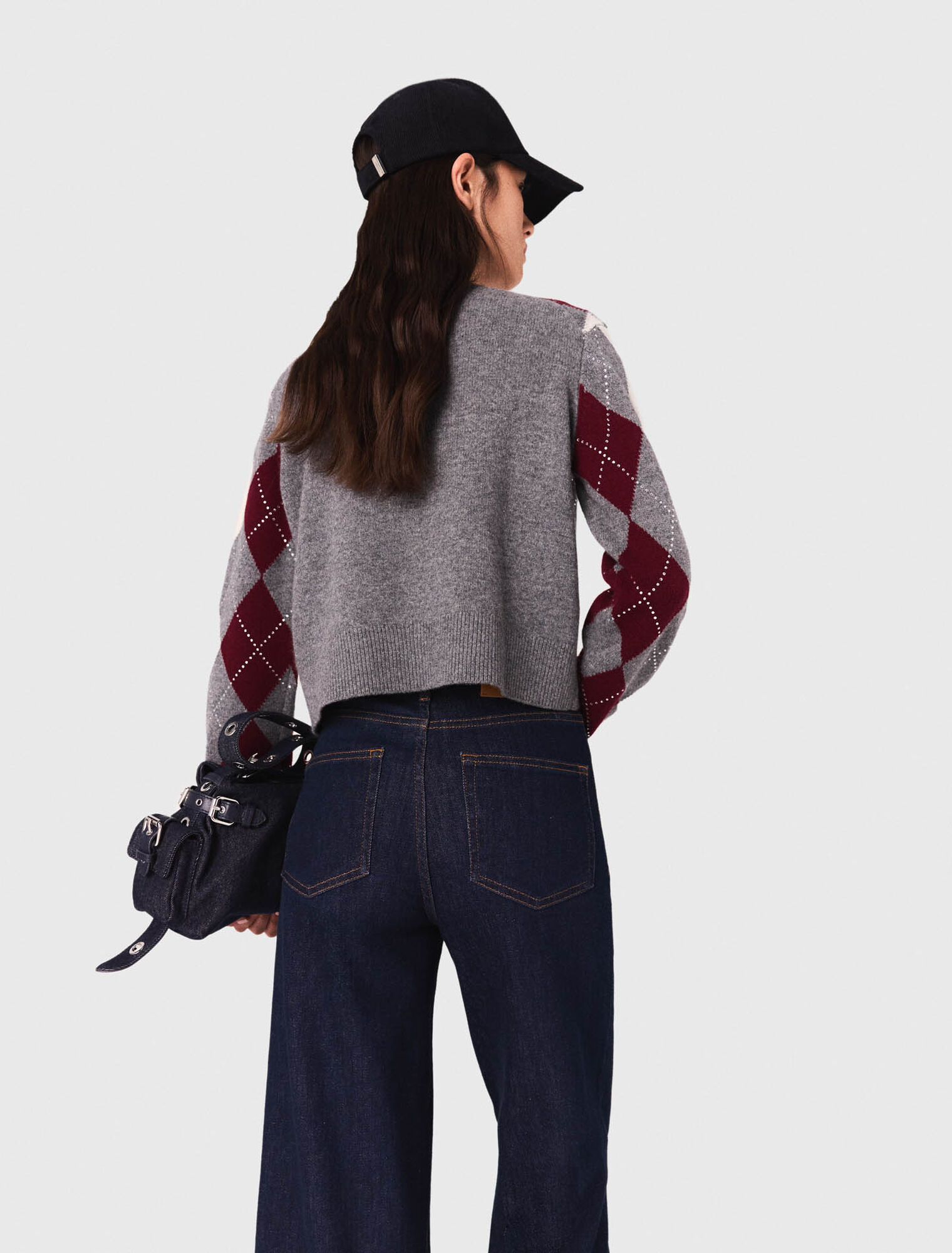Maglione corto a fantasia argyle