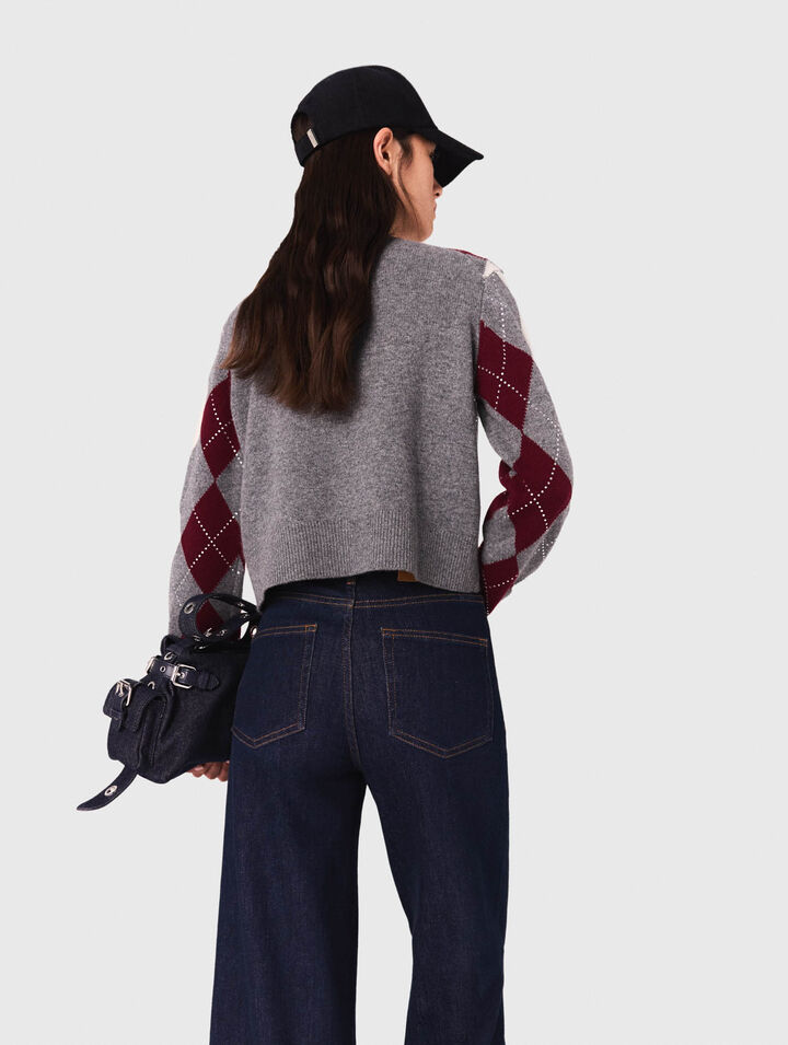 Maglione corto a fantasia argyle