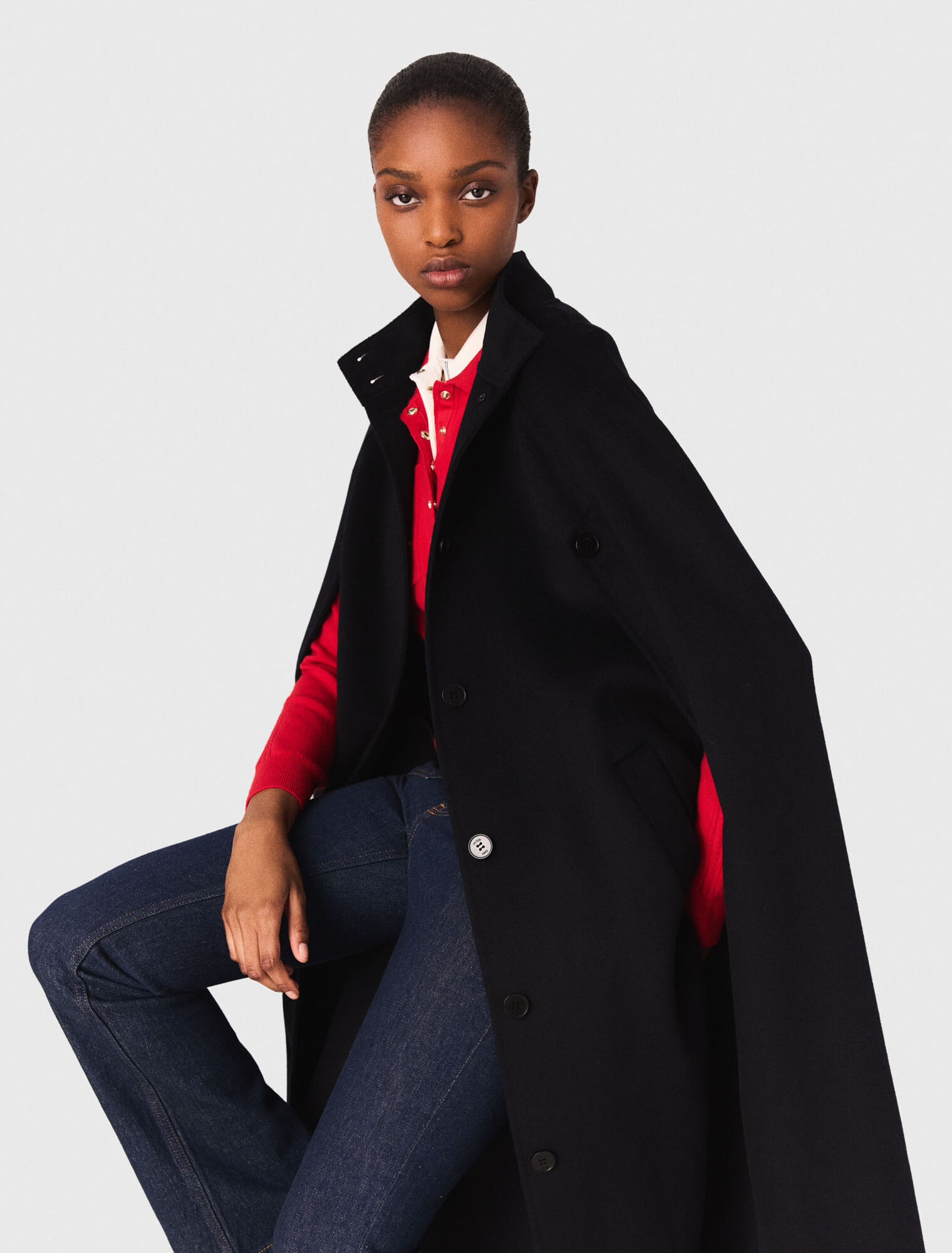 Cappotto lungo double face mantella