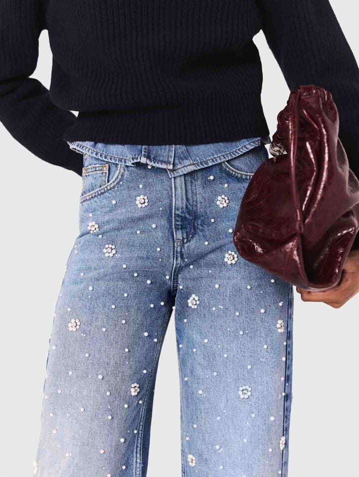 Jeans larghi ricamati