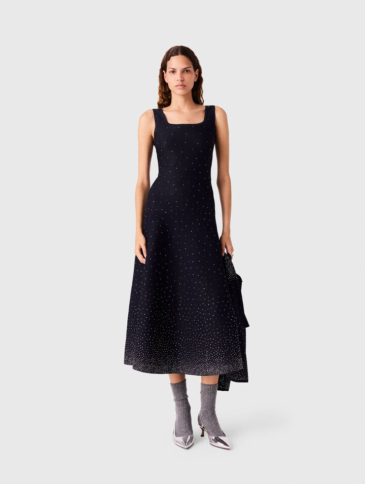 Abito lungo in maglia a strass