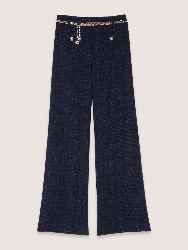 Pantaloni in tweed cintura a catena